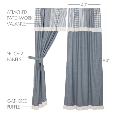 51287-Sawyer-Mill-Blue-Chambray-Solid-Panel-with-Attached-Patchwork-Valance-Set-of-2-84x40-image-1