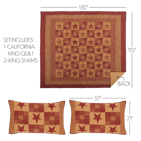 51725-Ninepatch-Star-California-King-Quilt-Set-1-Quilt-130Wx115L-w-2-Shams-21x37-image-1