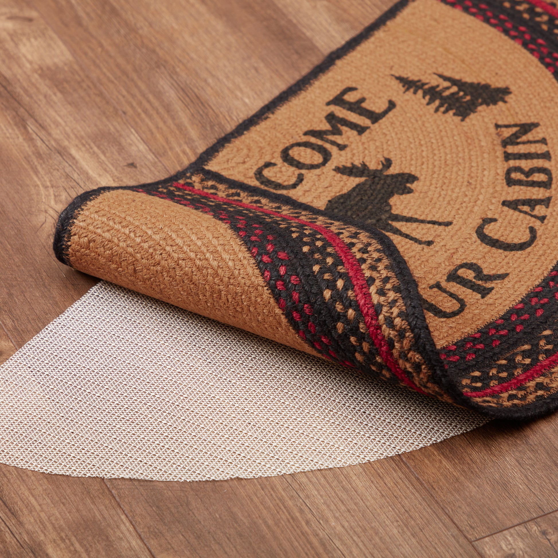 70193-Cumberland-Stenciled-Moose-Jute-Rug-Half-Circle-Welcome-to-the-Cabin-w-Pad-16.5x33-image-3