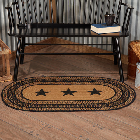 69431-Farmhouse-Jute-Rug-Oval-Stencil-Stars-w-Pad-27x48-image-2