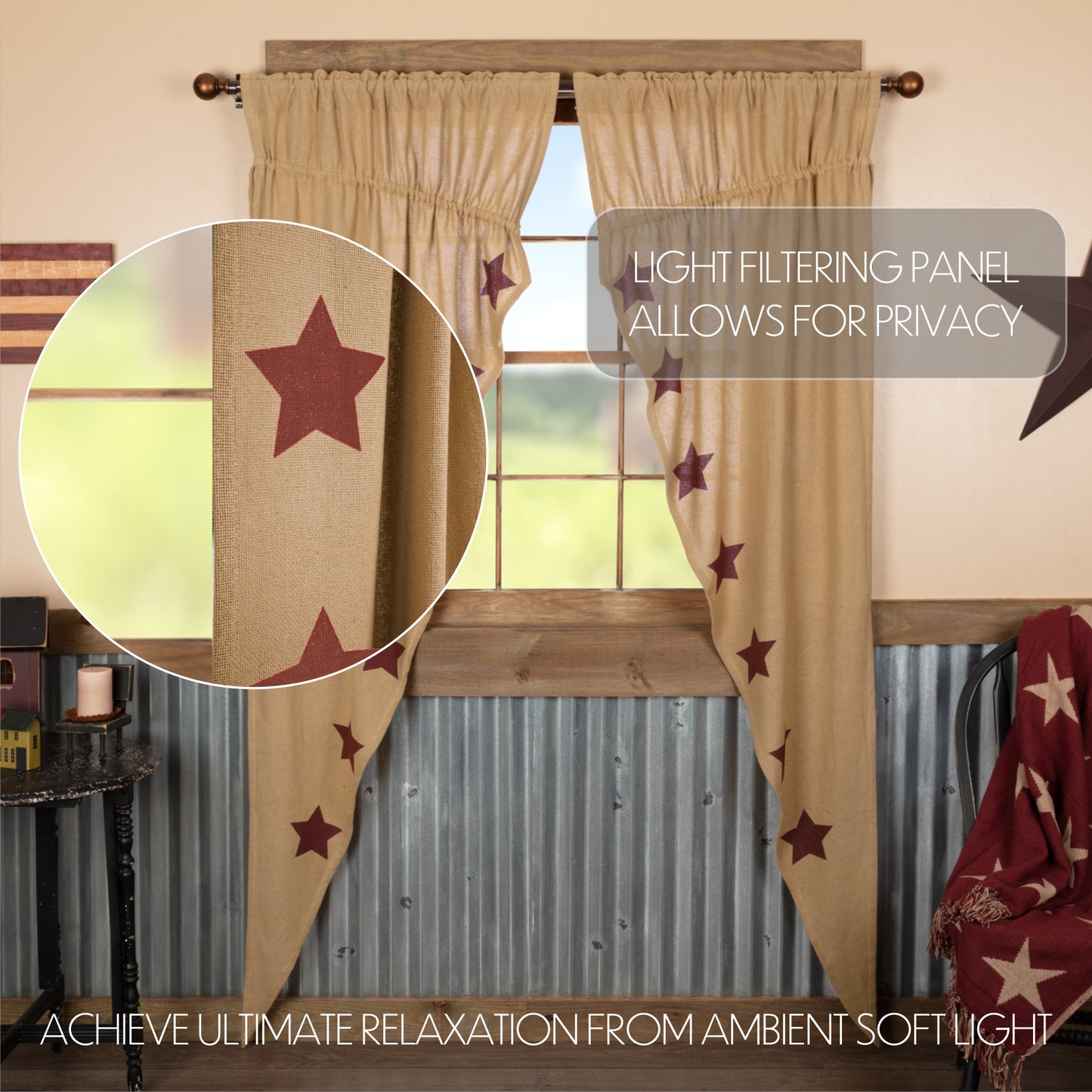 51178-Burlap-W-Burgundy-Stencil-Stars-Prairie-Long-Panel-Set-of-2-84x36x18-image-3