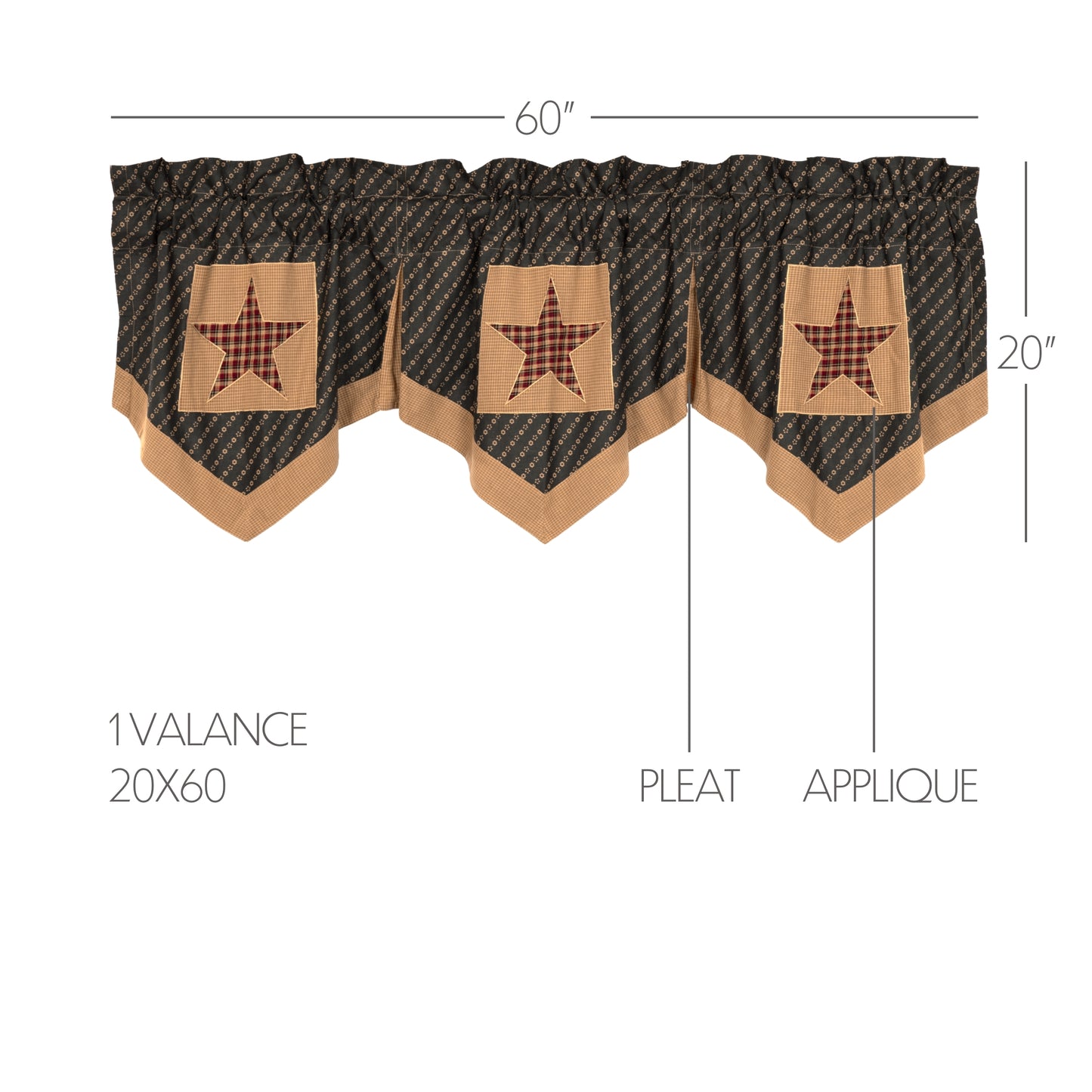 51884-Patriotic-Patch-Star-Block-Valance-Pleated-20x60-image-1