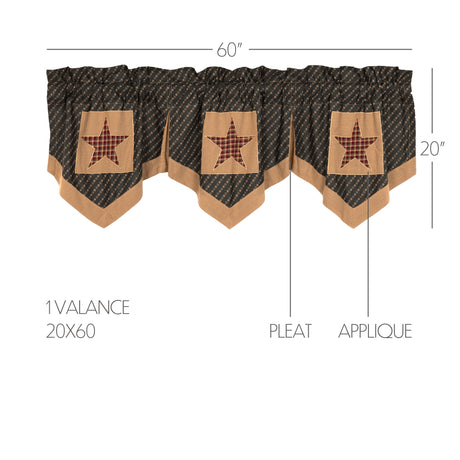 51884-Patriotic-Patch-Star-Block-Valance-Pleated-20x60-image-1