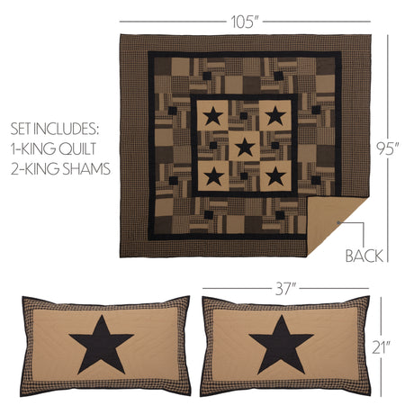 51722-Black-Check-Star-King-Quilt-Set-1-Quilt-105Wx95L-w-2-Shams-21x37-image-1