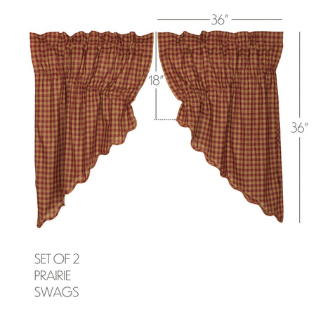 6101-Burgundy-Check-Scalloped-Prairie-Swag-Set-of-2-36x36x18-image-4