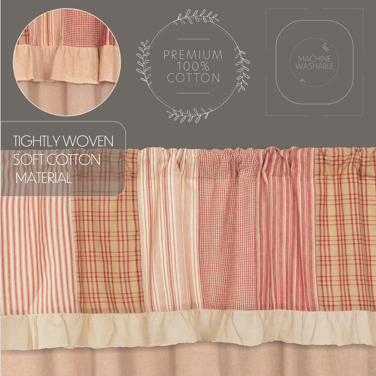 51345-Sawyer-Mill-Red-Chambray-Solid-Short-Panel-with-Attached-Patchwork-Valance-Set-of-2-63x36-image-3