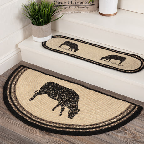 69396-Sawyer-Mill-Charcoal-Cow-Jute-Rug-Half-Circle-w-Pad-16.5x33-image-2