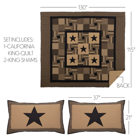 51721-Black-Check-Star-California-King-Quilt-Set-1-Quilt-130Wx115L-w-2-Shams-21x37-image-1