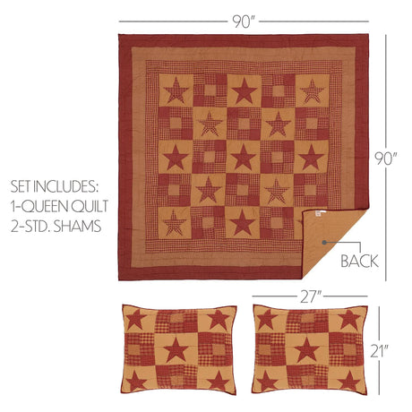 51727-Ninepatch-Star-Queen-Quilt-Set-1-Quilt-90Wx90L-w-2-Shams-21x27-image-1