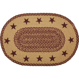 69693-Burgundy-Tan-Jute-Rug-Oval-Stencil-Stars-w-Pad-20x30-image-4