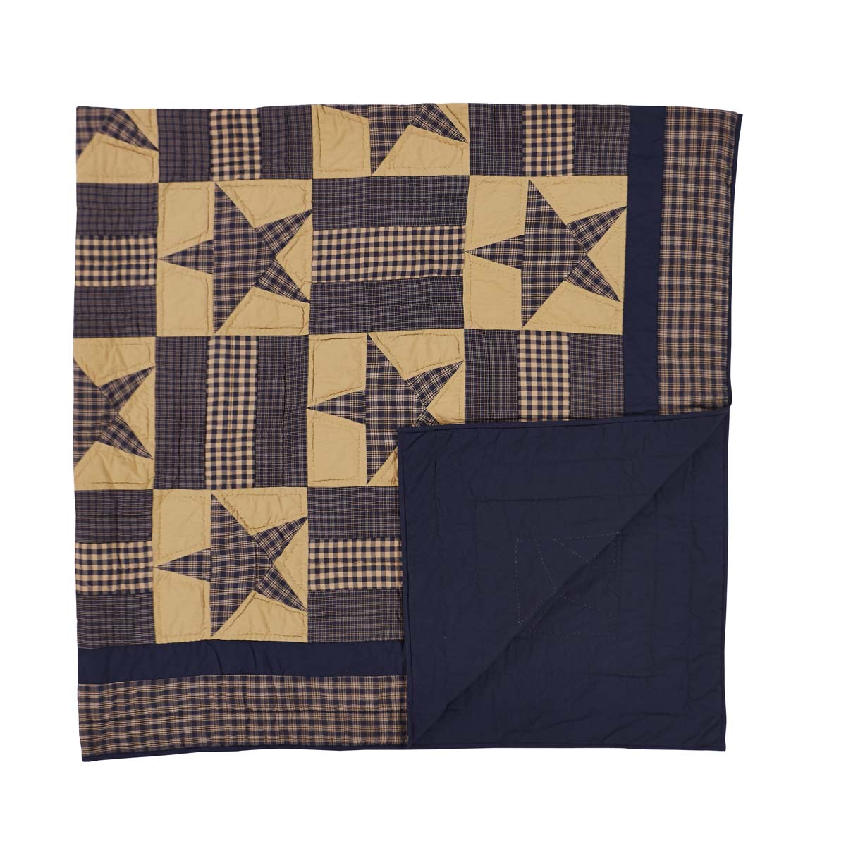 VHC Brands Primitive Twin Quilt Tan Patchwork Teton Star authentic Cotton Bedroom Decor