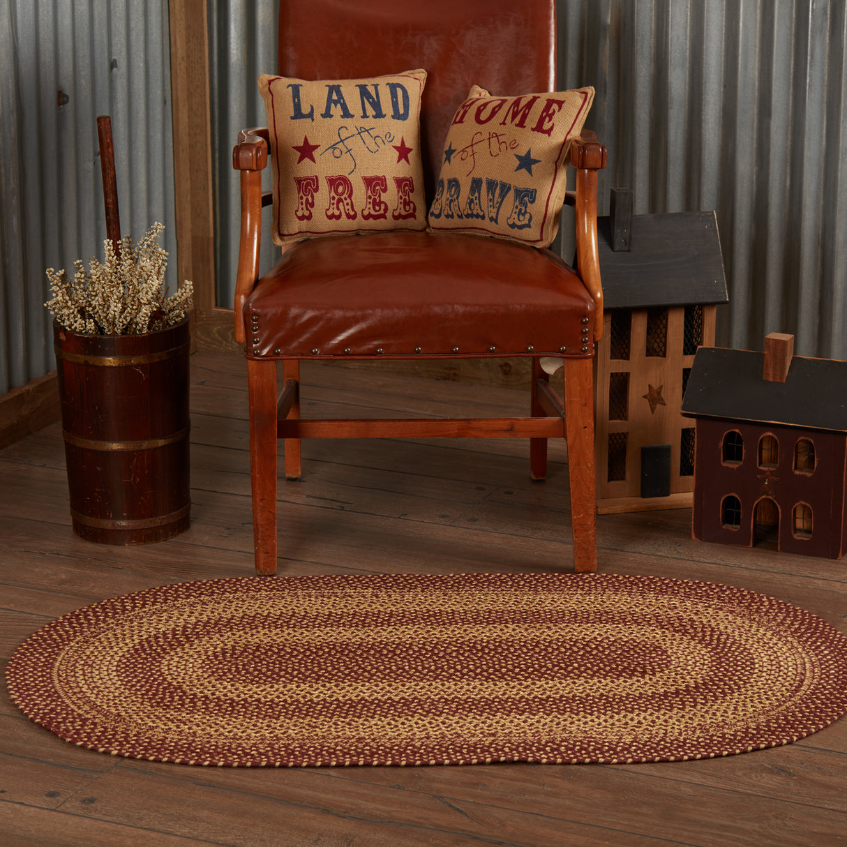 70708-Burgundy-Tan-Jute-Rug-Oval-w-Pad-27x48-image-4