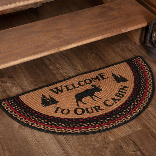 70193-Cumberland-Stenciled-Moose-Jute-Rug-Half-Circle-Welcome-to-the-Cabin-w-Pad-16.5x33-image-7