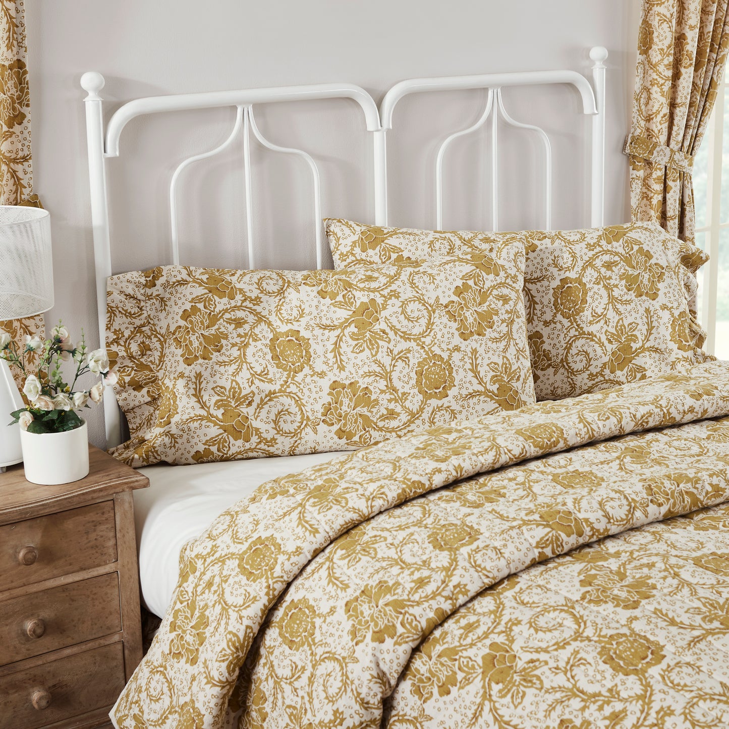 81195-Dorset-Gold-Floral-Ruffled-King-Pillow-Case-Set-of-2-21x36-4-image-3