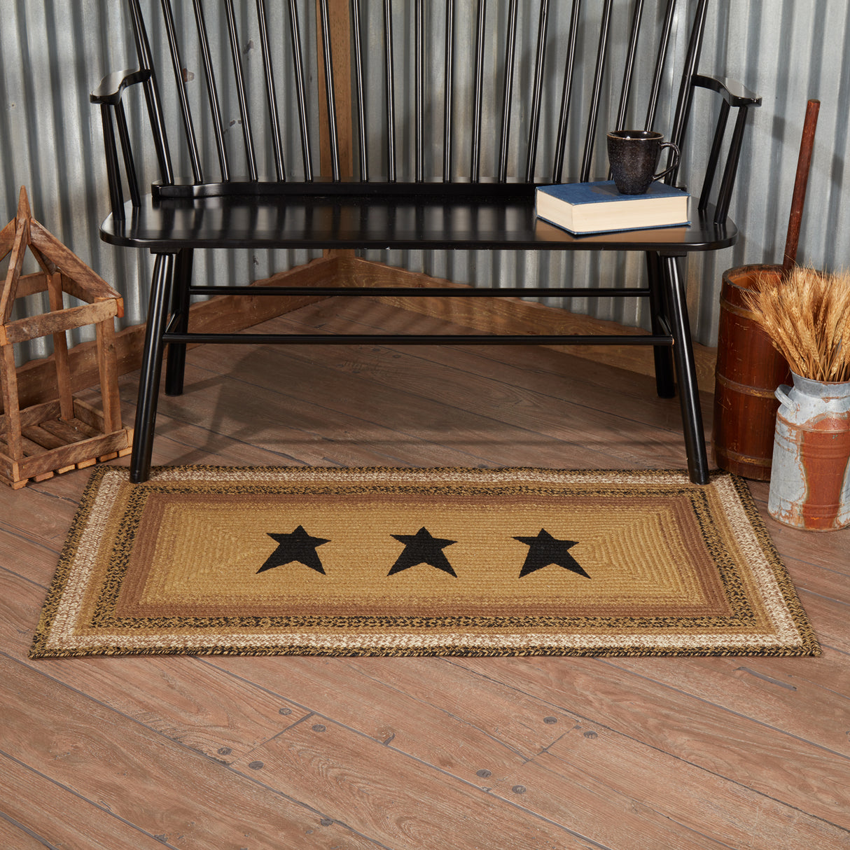 69478-Kettle-Grove-Jute-Rug-Rect-Stencil-Stars-w-Pad-27x48-image-1