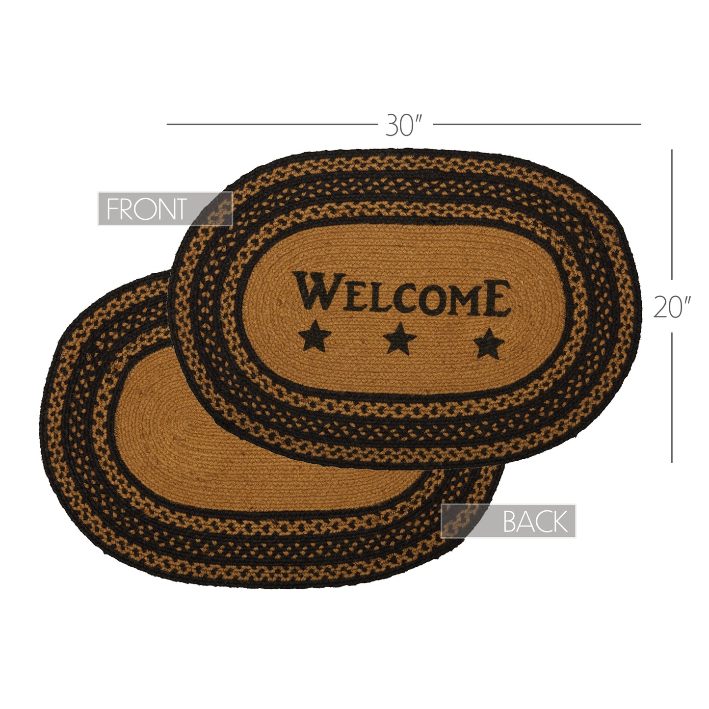 69437-Farmhouse-Jute-Rug-Oval-Stencil-Stars-Welcome-w-Pad-20x30-image-2