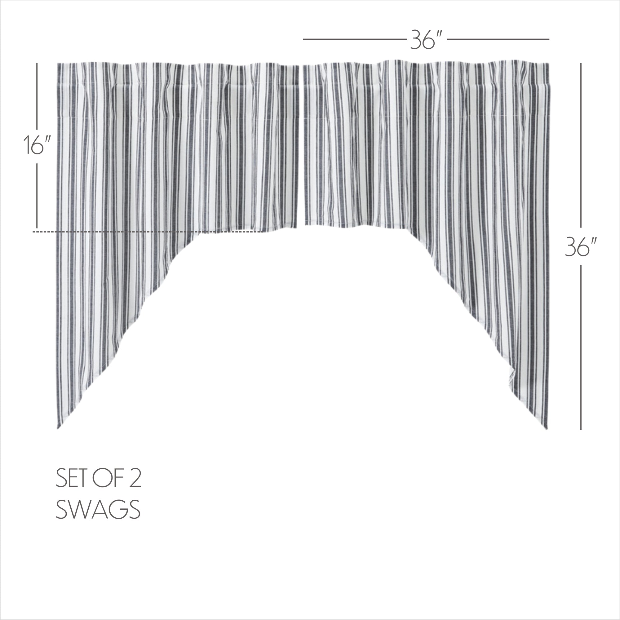 Sawyer Mill Ticking Stripe Swag Set of 2 – VHC Brands Home Decor