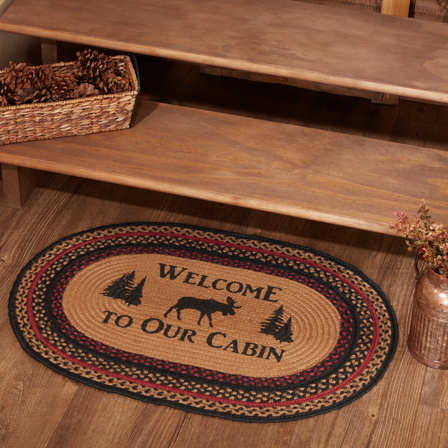 69484-Cumberland-Stenciled-Moose-Jute-Rug-Oval-Welcome-to-the-Cabin-w-Pad-20x30-image-10