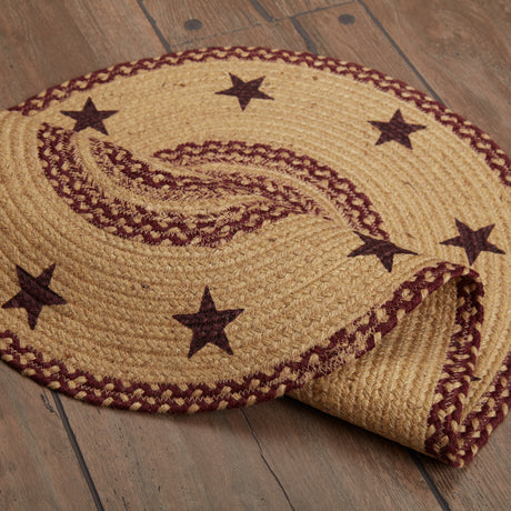 70710-Burgundy-Tan-Jute-Rug-Oval-Stencil-Stars-w-Pad-24x36-image-11