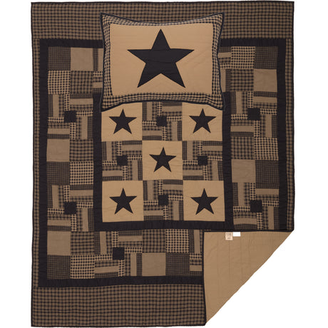 51724-Black-Check-Star-Twin-Quilt-Set-1-Quilt-68Wx86L-w-1-Sham-21x27-image-4