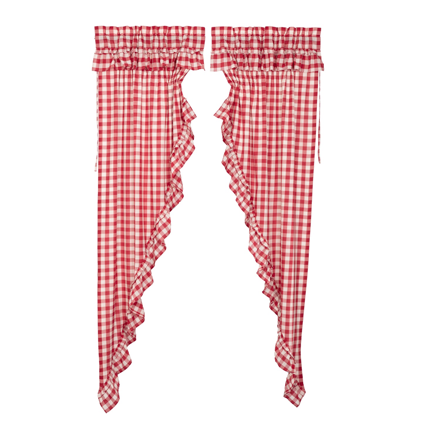 Annie Buffalo Check Farmhouse Ruffled Prairie Panel Window Curtain Set VHC Brands