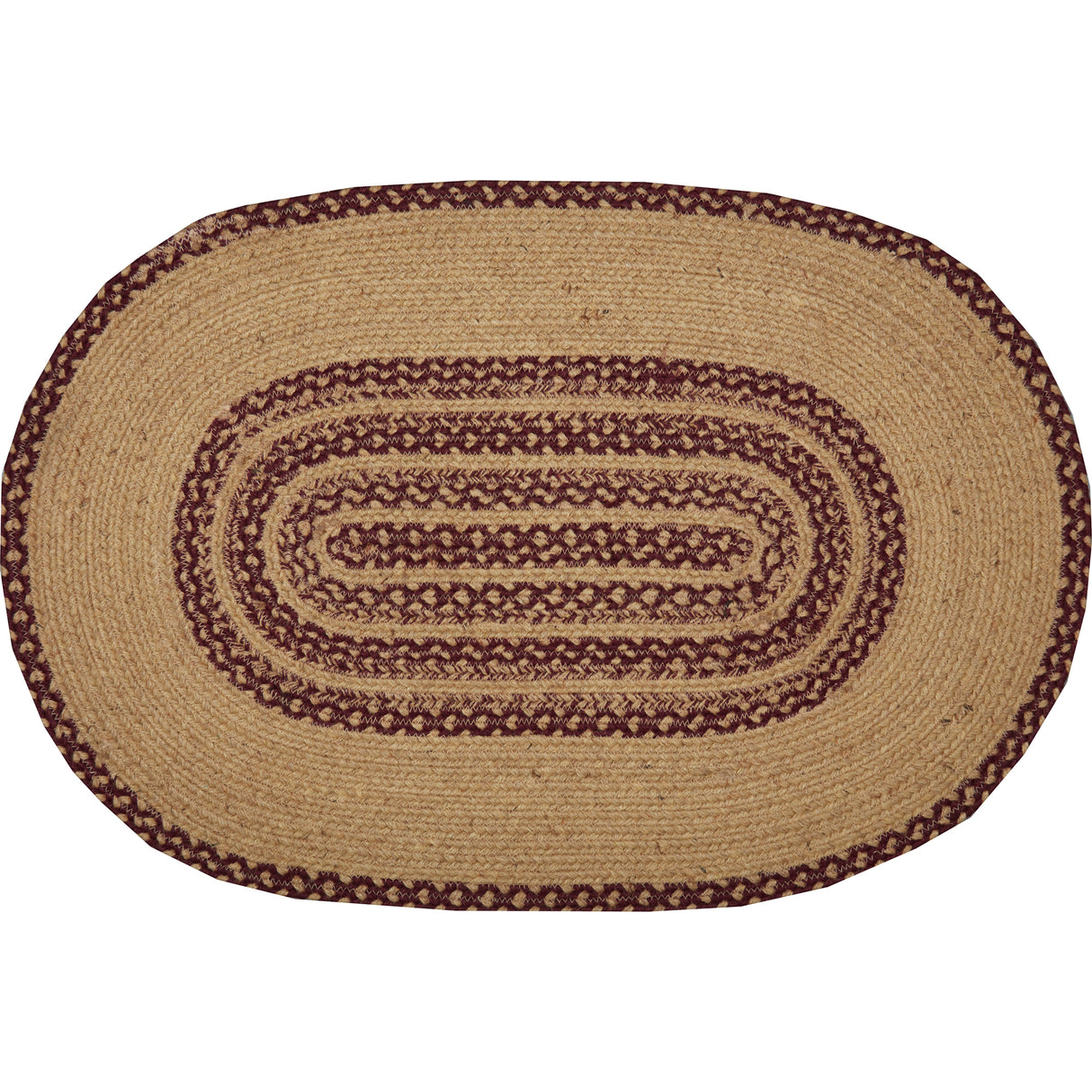 70710-Burgundy-Tan-Jute-Rug-Oval-Stencil-Stars-w-Pad-24x36-image-7