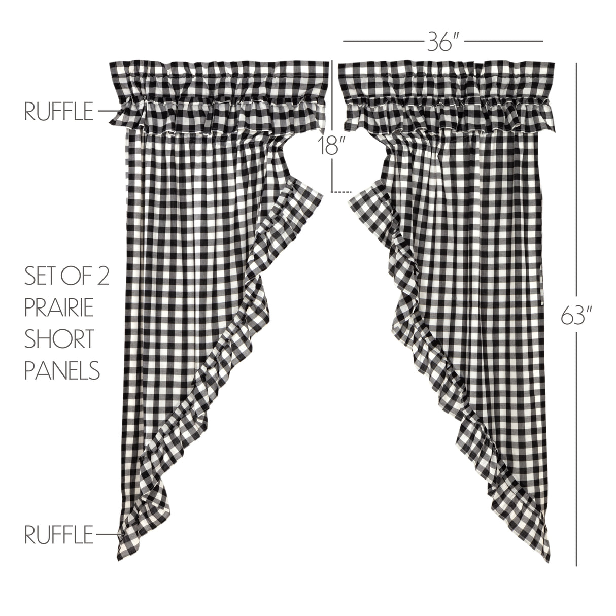 Annie Buffalo Check Ruffled Prairie Panel Set of 2