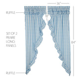 Annie Buffalo Blue Check Ruffled Prairie Long Panel Set of 2 84x36x18