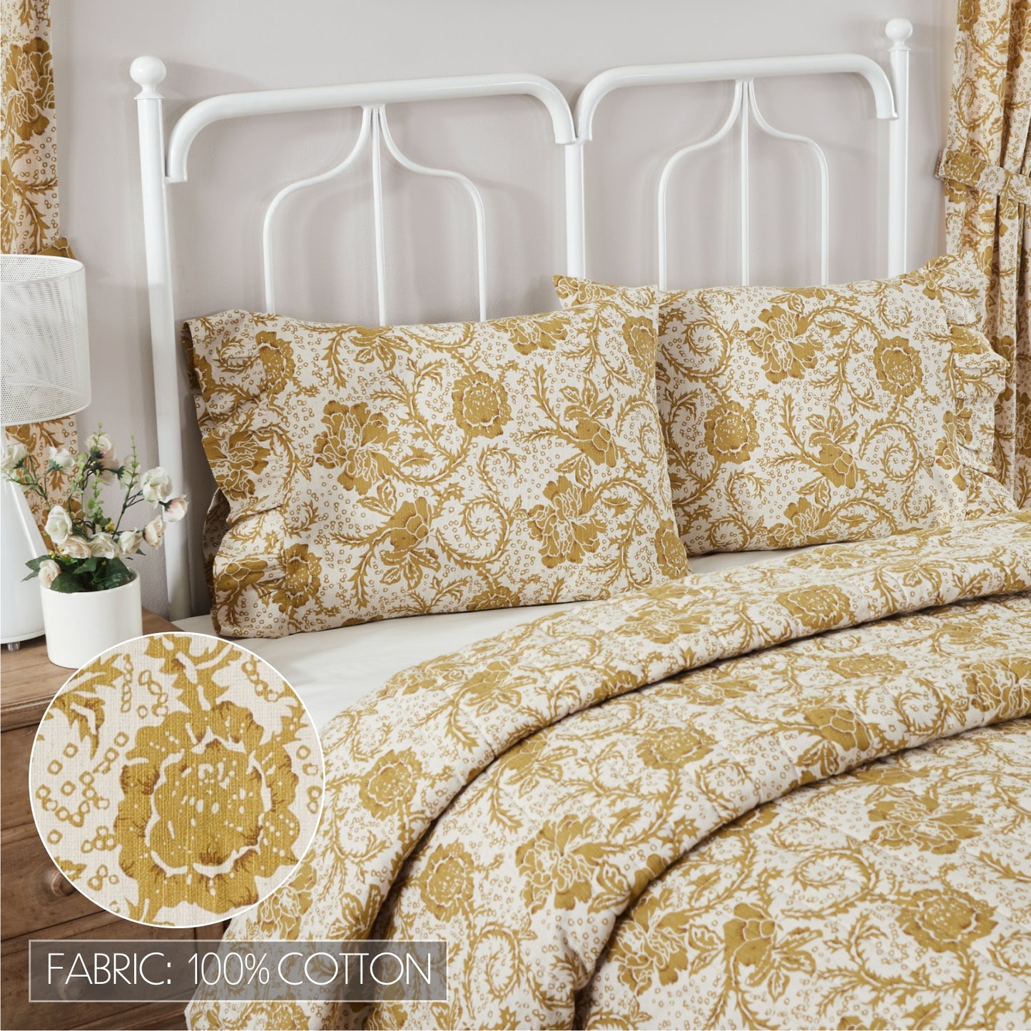81196-Dorset-Gold-Floral-Ruffled-Standard-Pillow-Case-Set-of-2-21x26-4-image-2