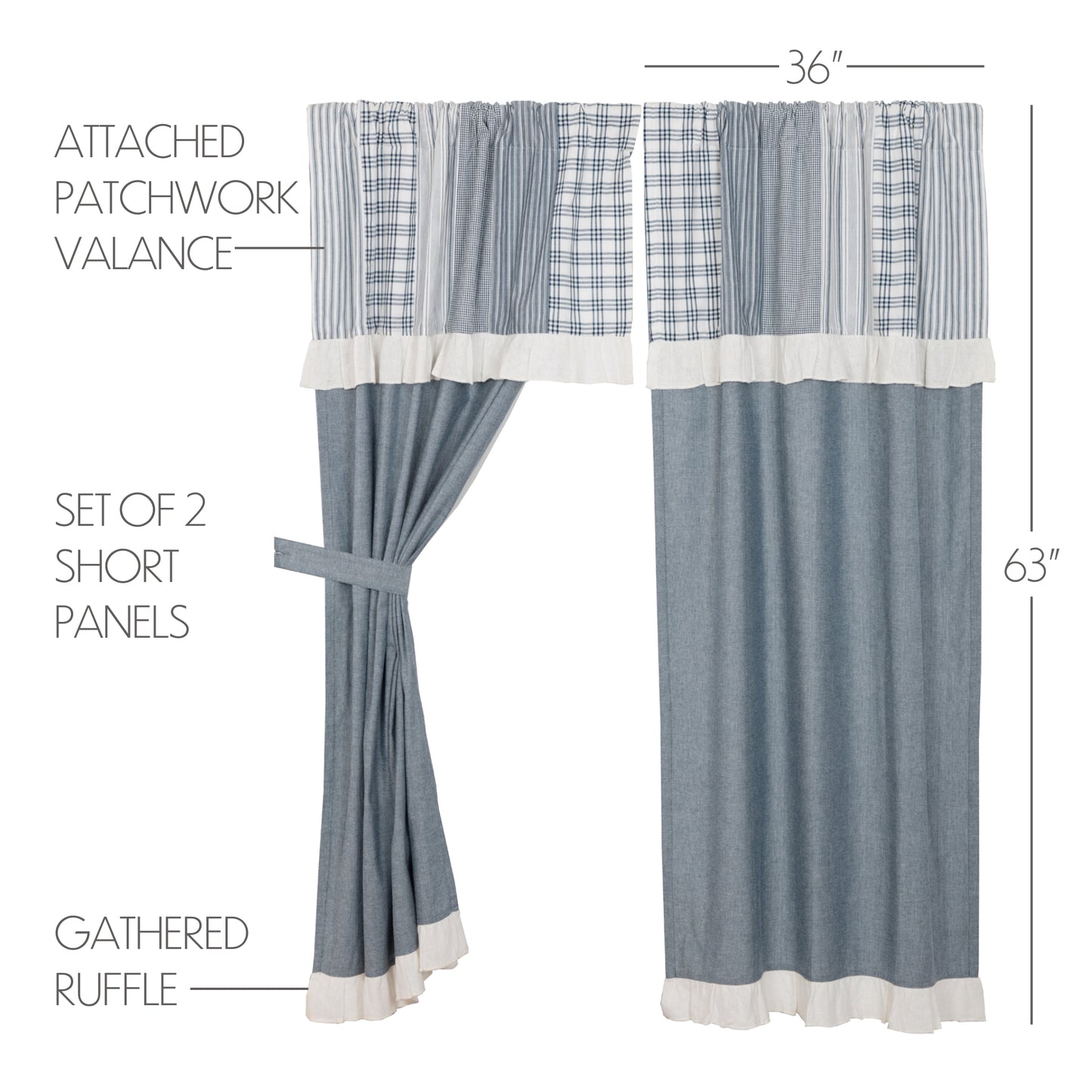 51288-Sawyer-Mill-Blue-Chambray-Solid-Short-Panel-with-Attached-Patchwork-Valance-Set-of-2-63x36-image-1