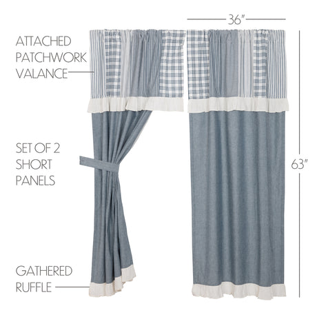 51288-Sawyer-Mill-Blue-Chambray-Solid-Short-Panel-with-Attached-Patchwork-Valance-Set-of-2-63x36-image-1