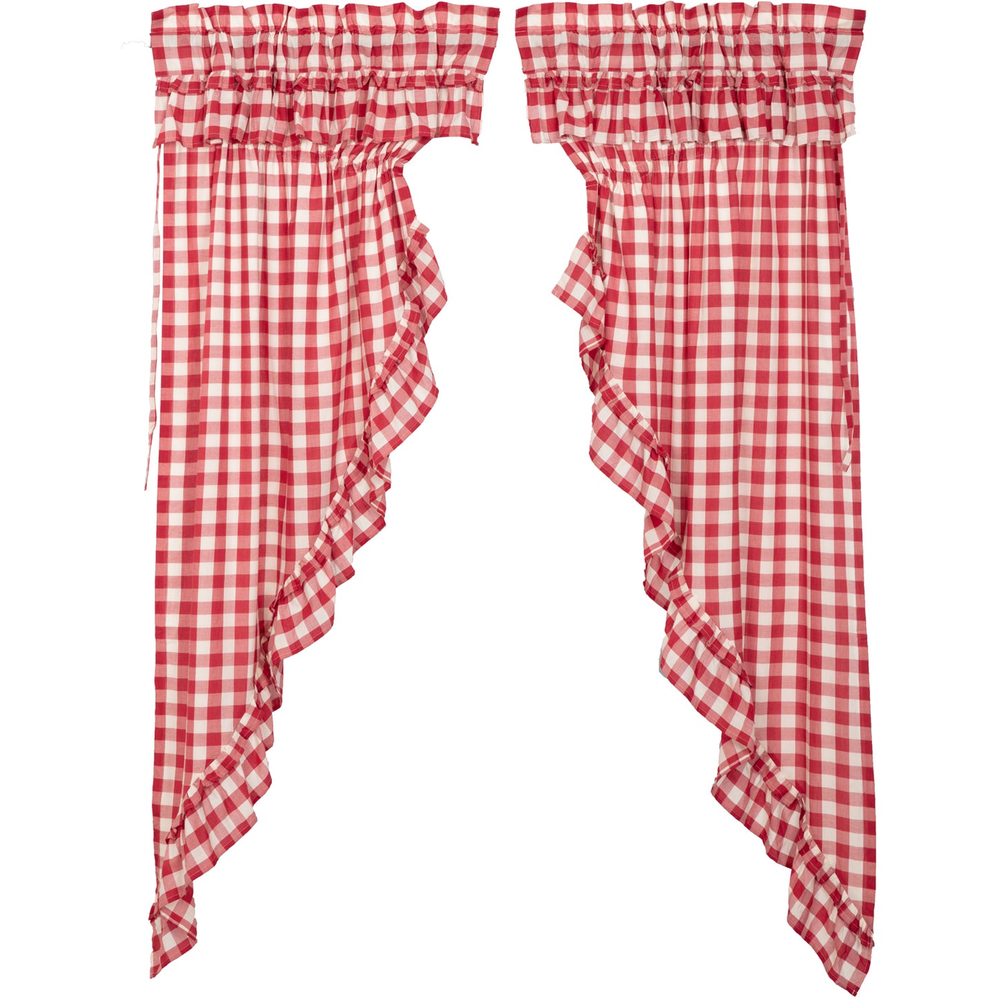 Annie Buffalo Check Farmhouse Ruffled Prairie Panel Window Curtain Set VHC Brands