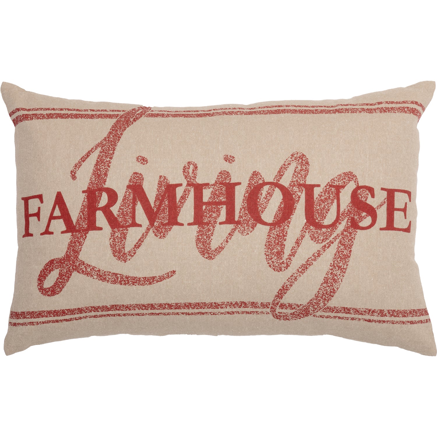 VHC Brands Farmhouse Love You More Pillow – 14x18, Tan/Black, Stenciled Text, Cotton