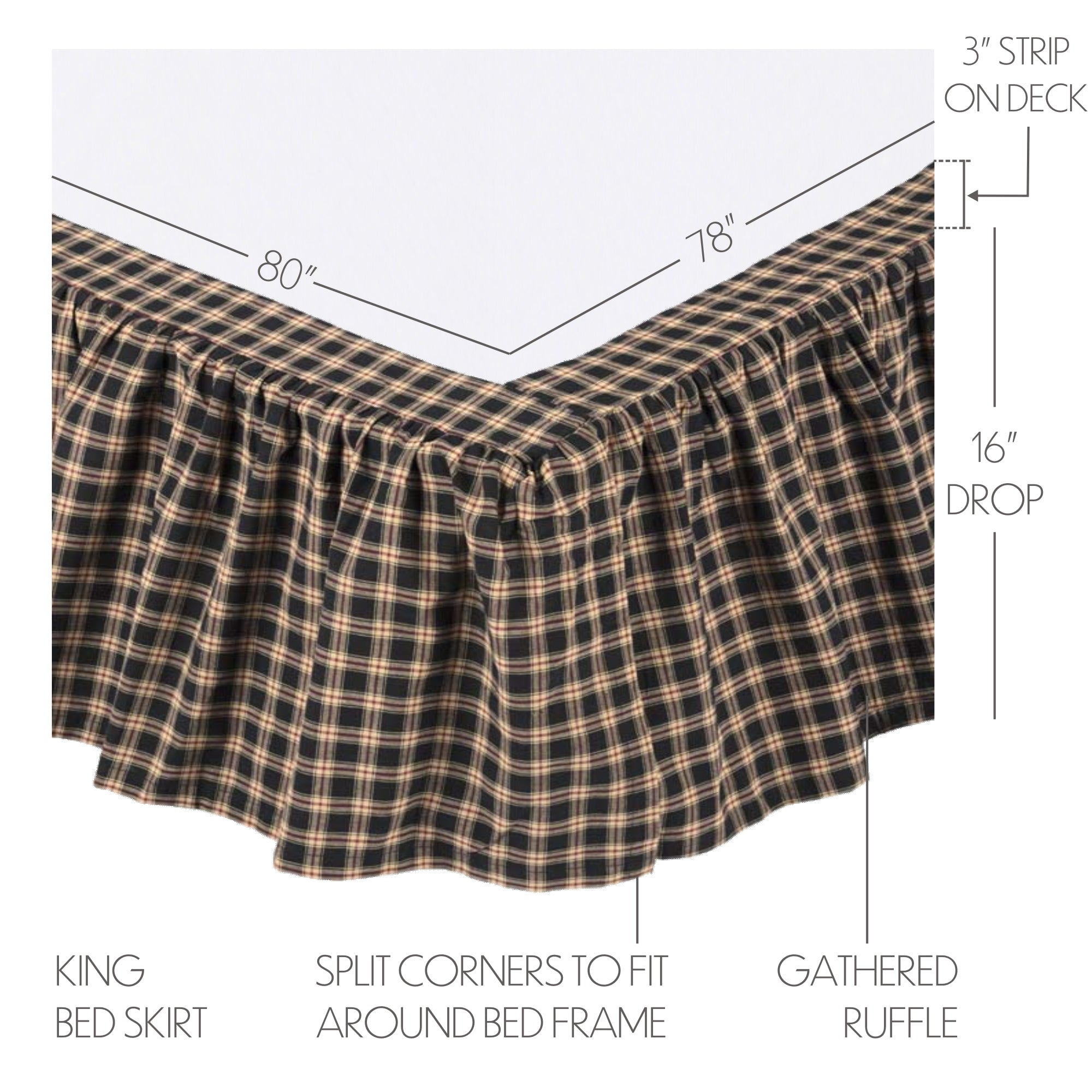 Black and white 2024 checkered bed skirt