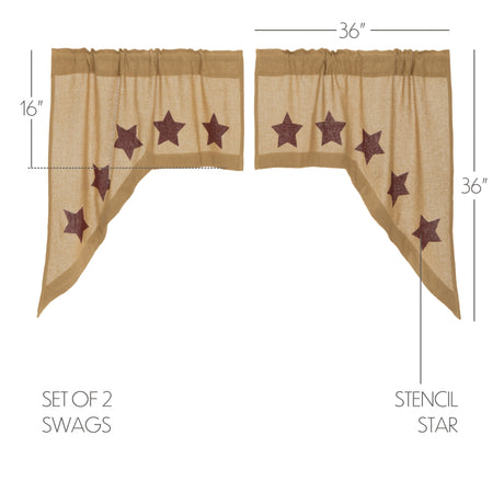 25917-Burlap-w-Burgundy-Stencil-Stars-Swag-Set-of-2-36x36x16-image-4