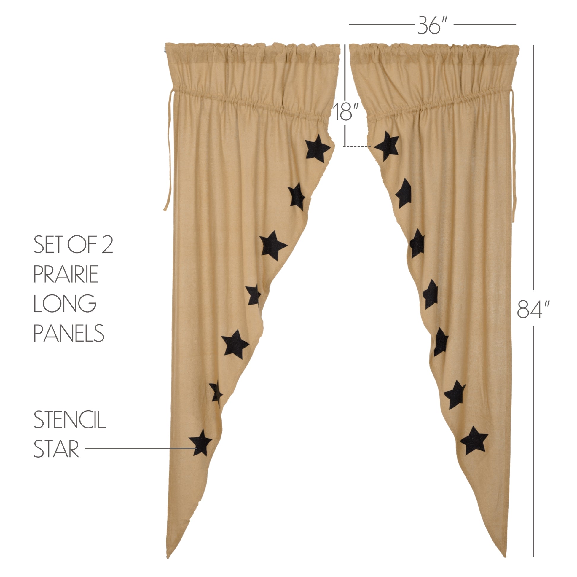 51176-Burlap-W-Black-Stencil-Stars-Prairie-Long-Panel-Set-of-2-84x36x18-image-1