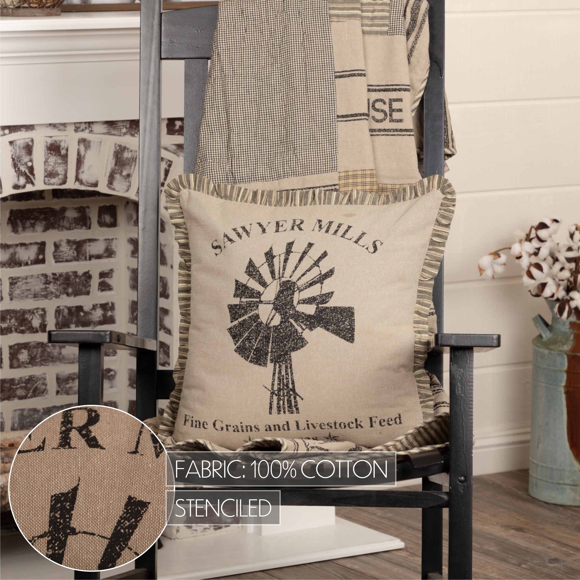 Sawyer Mill Windmill Pillow 18x18 – VHC Brands Home Decor