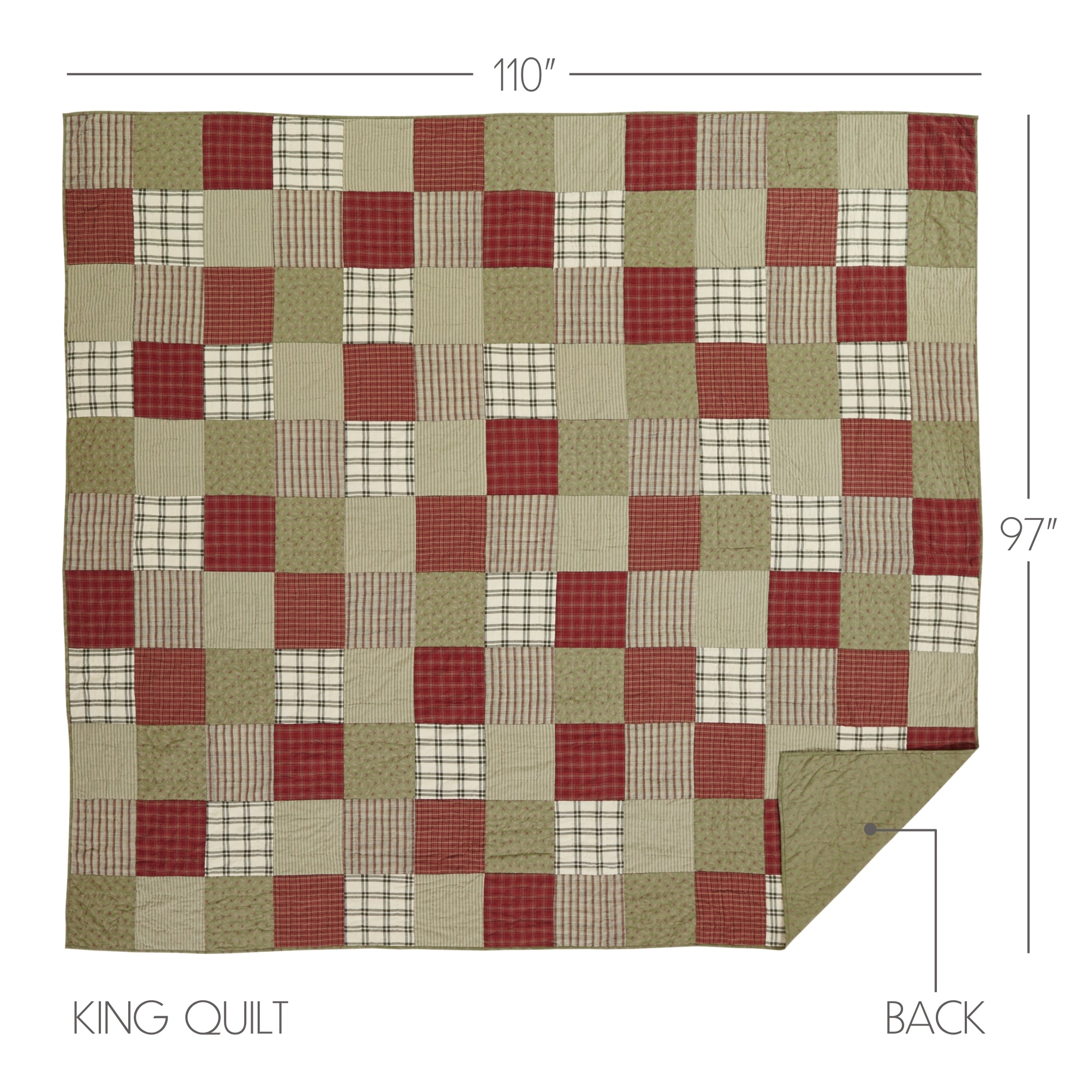 Farmhouse Quilt Prairie Winds Patchwork Cotton Red Green Bedroom Decor