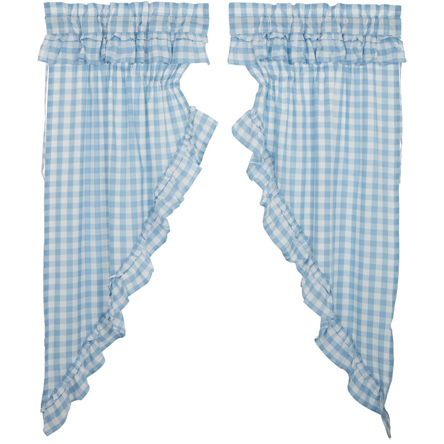 Annie Buffalo Check Farmhouse Ruffled Prairie Panel Window Curtain Set VHC Brands