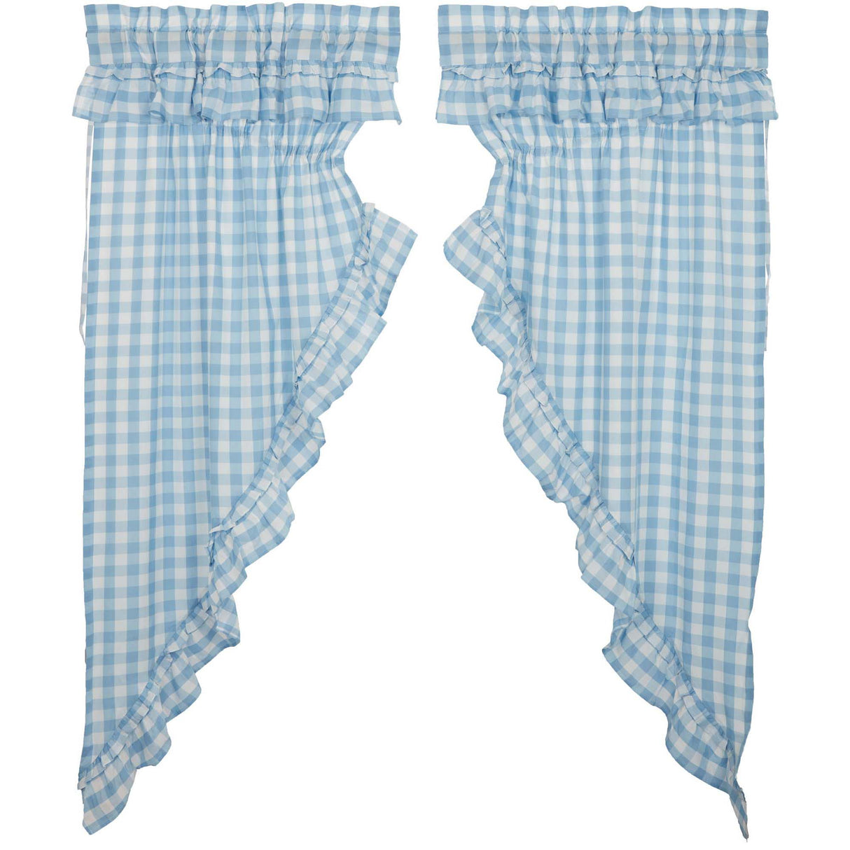 Annie Buffalo Blue Check Ruffled Prairie Long Panel Set of 2 84x36x18