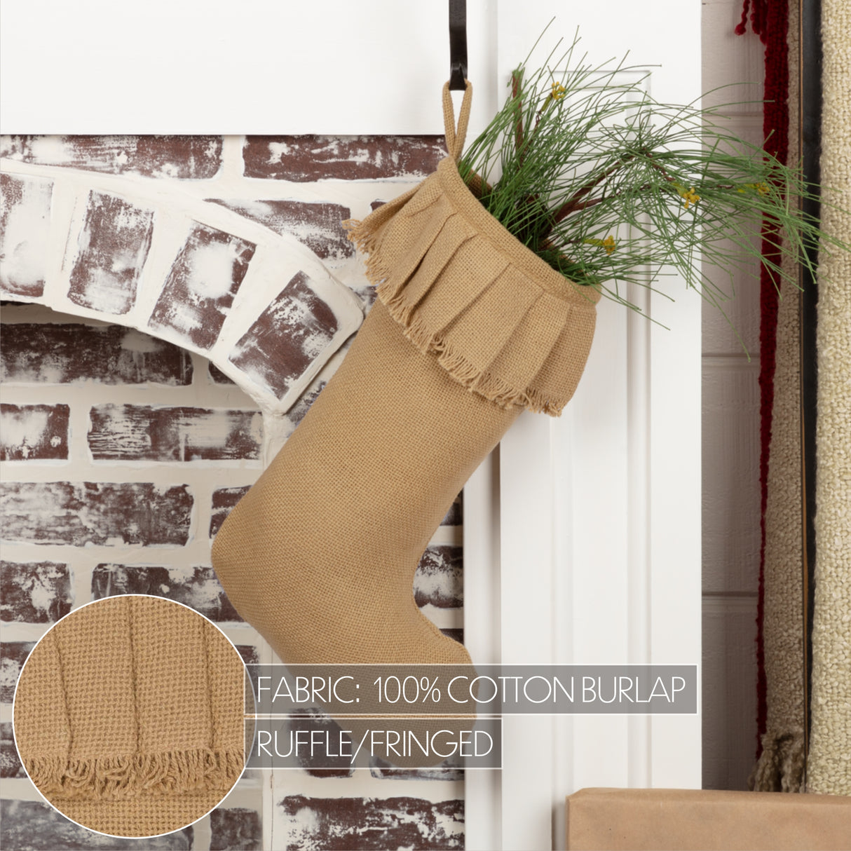 32250-Festive-Natural-Burlap-Ruffled-Stocking-11x15-image