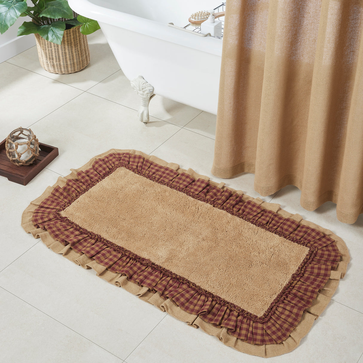 80269-Burlap-Natural-w-Burgundy-Check-Bathmat-27x48-image-3