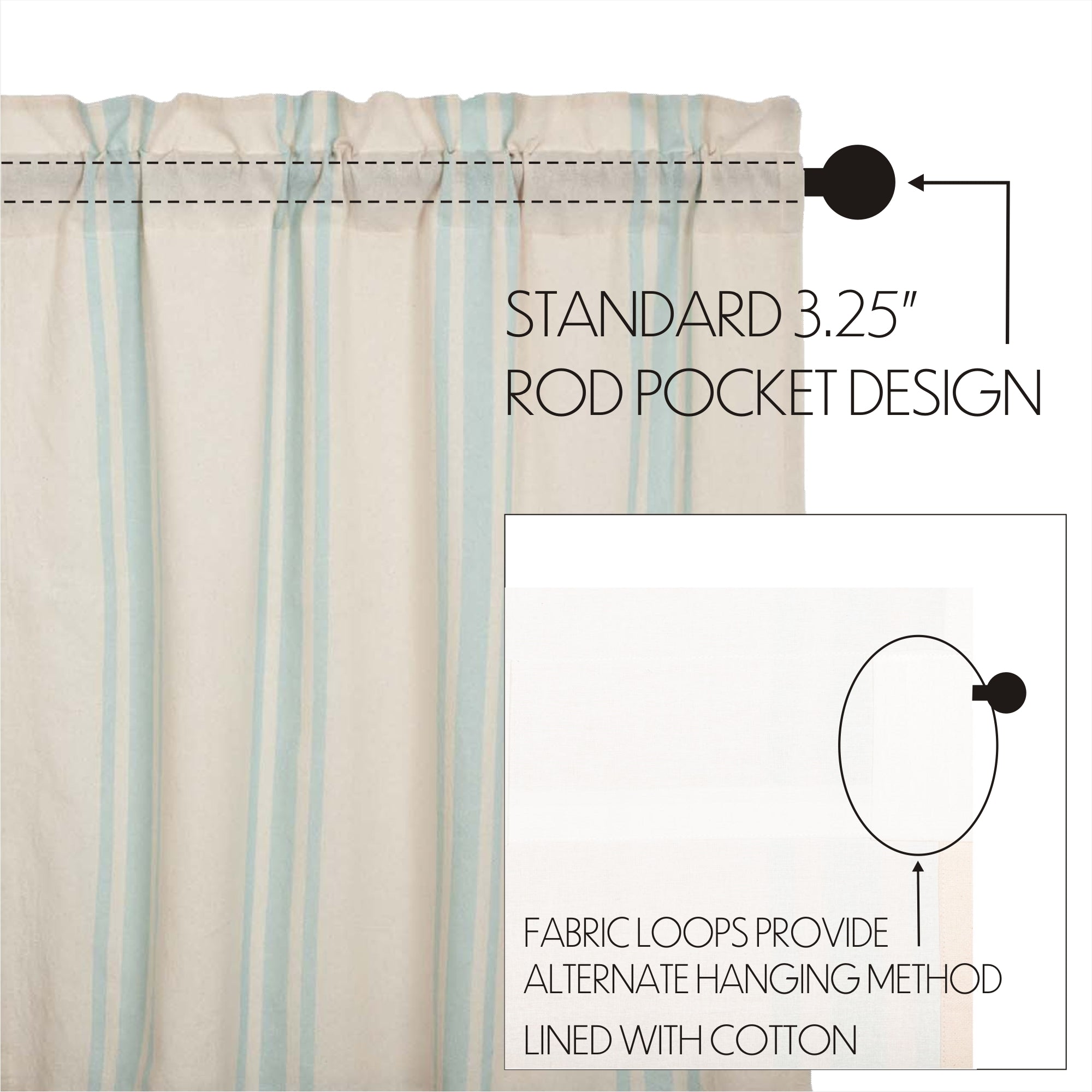 VHC Brands Grain Sack Stripe Kitchen Window Curtains - Thumbnail 5