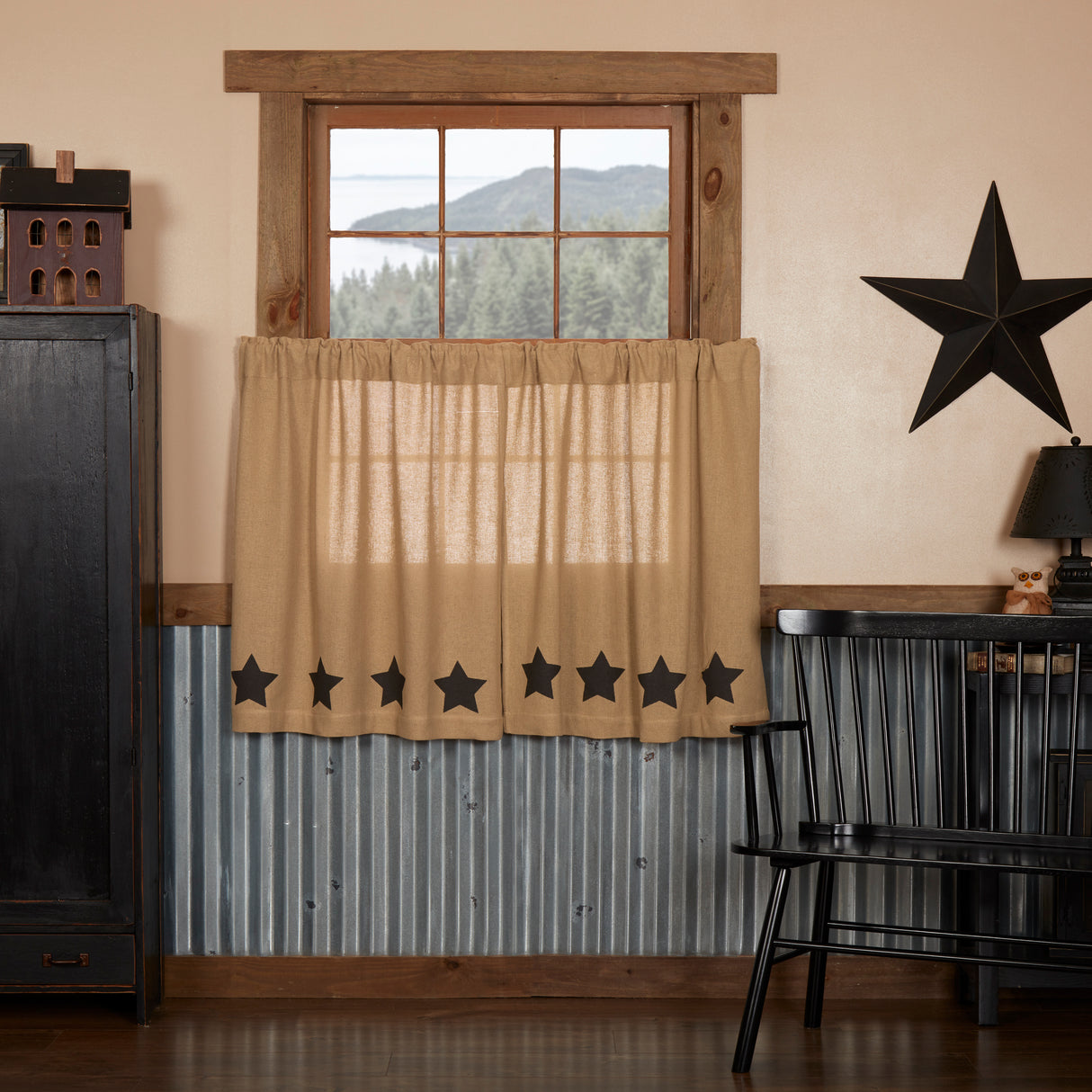 12398-Burlap-w-Black-Stencil-Stars-Tier-Set-of-2-L36xW36-image-1