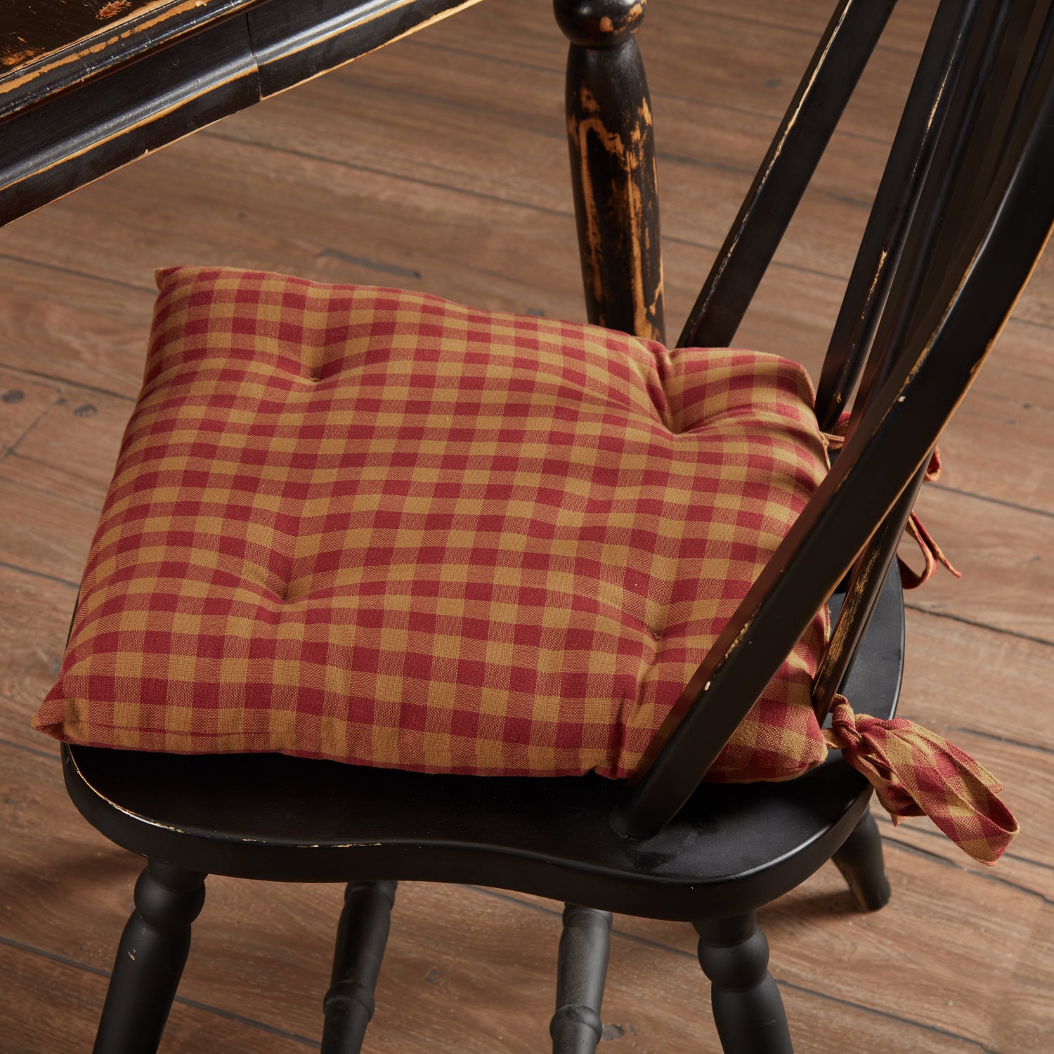 Primitive Chair Pad Country Check Seat Cushion VHC Brands VHC