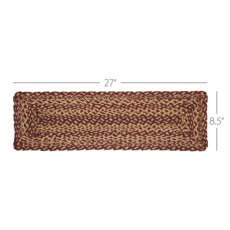 28142-Burgundy-Tan-Jute-Stair-Tread-Rect-Latex-8.5x27-image-1