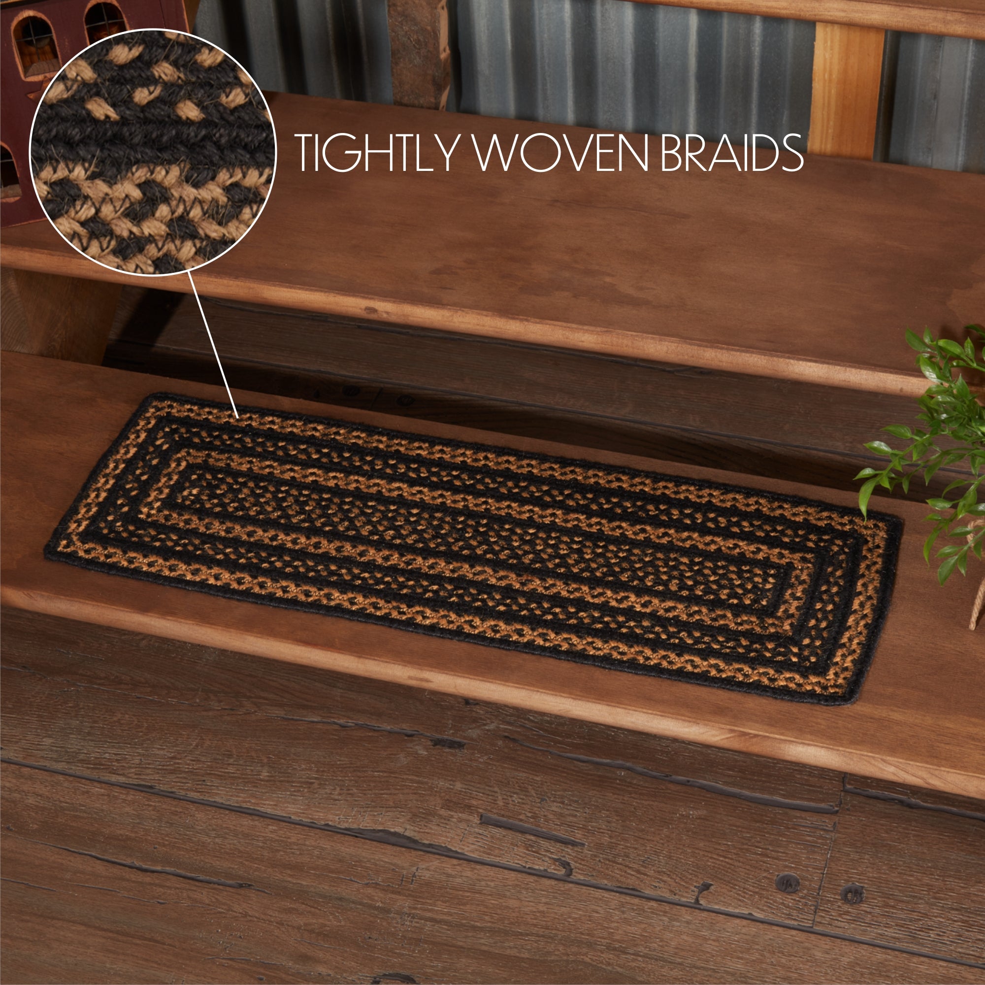 Black & Tan Jute Stair Tread Latex – VHC Brands Home Decor