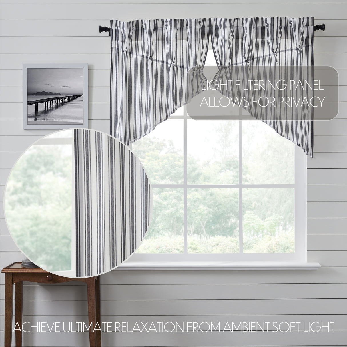 80484-Sawyer-Mill-Black-Ticking-Stripe-Prairie-Swag-Set-of-2-36x36x18-image-2